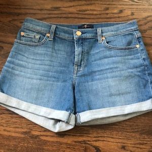 7 For All Mankind Mid Roll Denim Shorts